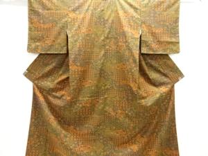 未使用品　花古典柄手織り紬着物